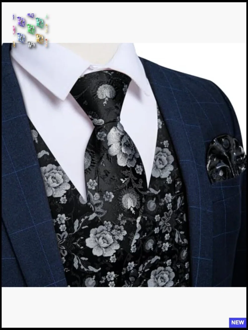 Men's Silk Jacquard Vest Set Formal Classic Elegant Wedding Party Wear 7PCS